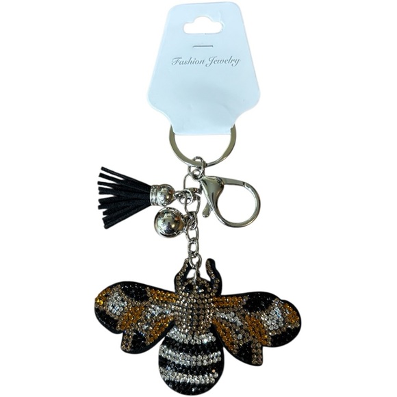 Fashion Jewelry Sparkling Bee Keychain with Rhinestones - Picture 4 of 6